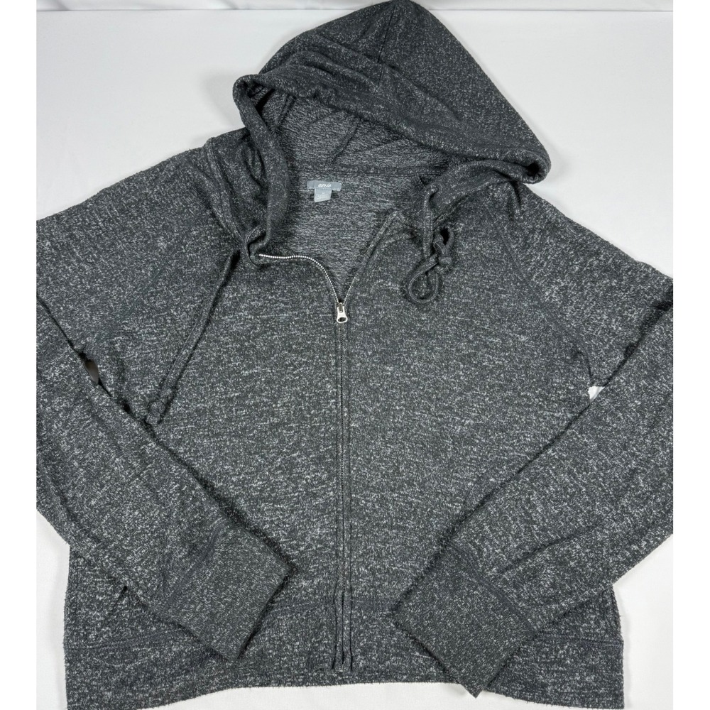 Aerie Womens Full Zip Hoodie Charcoal Gray Marl Knit Sweatshirt Size M